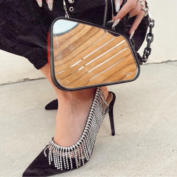 New Christine Quinn x Shoedazzle black crystal fringe heels (Sz 9) - Picture 2 of 10